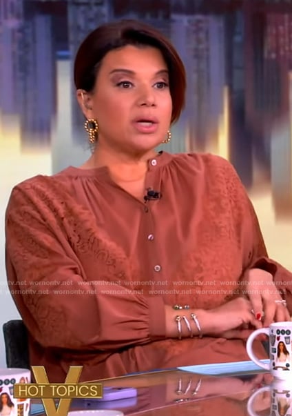 Ana’s brown lace detail blouse on The View