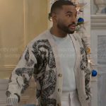Andre’s printed cardigan on Beyond the Gates