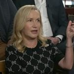 Angela Kinsey’s black monogram sweater on Today