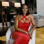 Angela’s red lace confessional dress on The Real Housewives of Atlanta