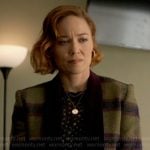 Angie’s dotted sweater and plaid blazer on Will Trent