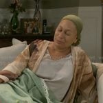 Anita’s brown printed robe on Beyond the Gates