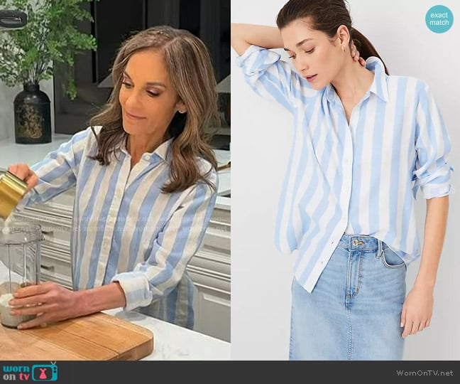 Ann Taylor Weekend Striped Relaxed Shirt worn by Joy Bauer on Today
