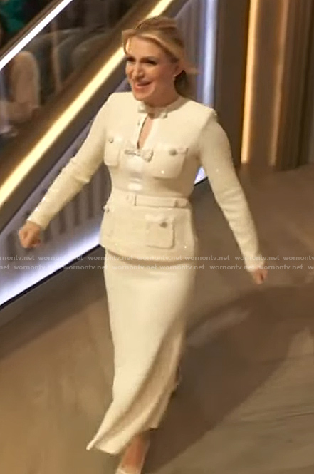 Annaleigh Ashford’s white bow embellished dress on The Drew Barrymore Show