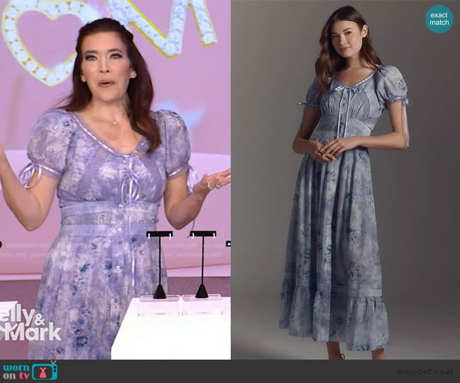 Anthropologie Short-Sleeve Button-Front Midi Dress worn by Amy Goodman on Live with Kelly and Mark