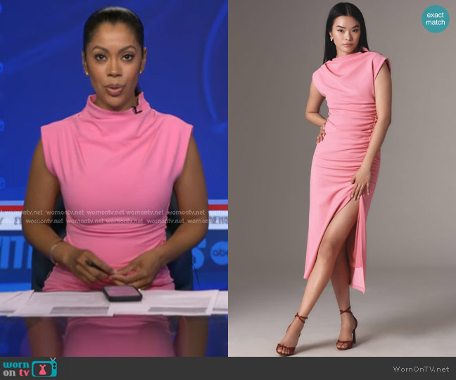 Anthropologie The Maya Ruched Cowl-Neck Dress worn by Shirleen Allicot on Good Morning America