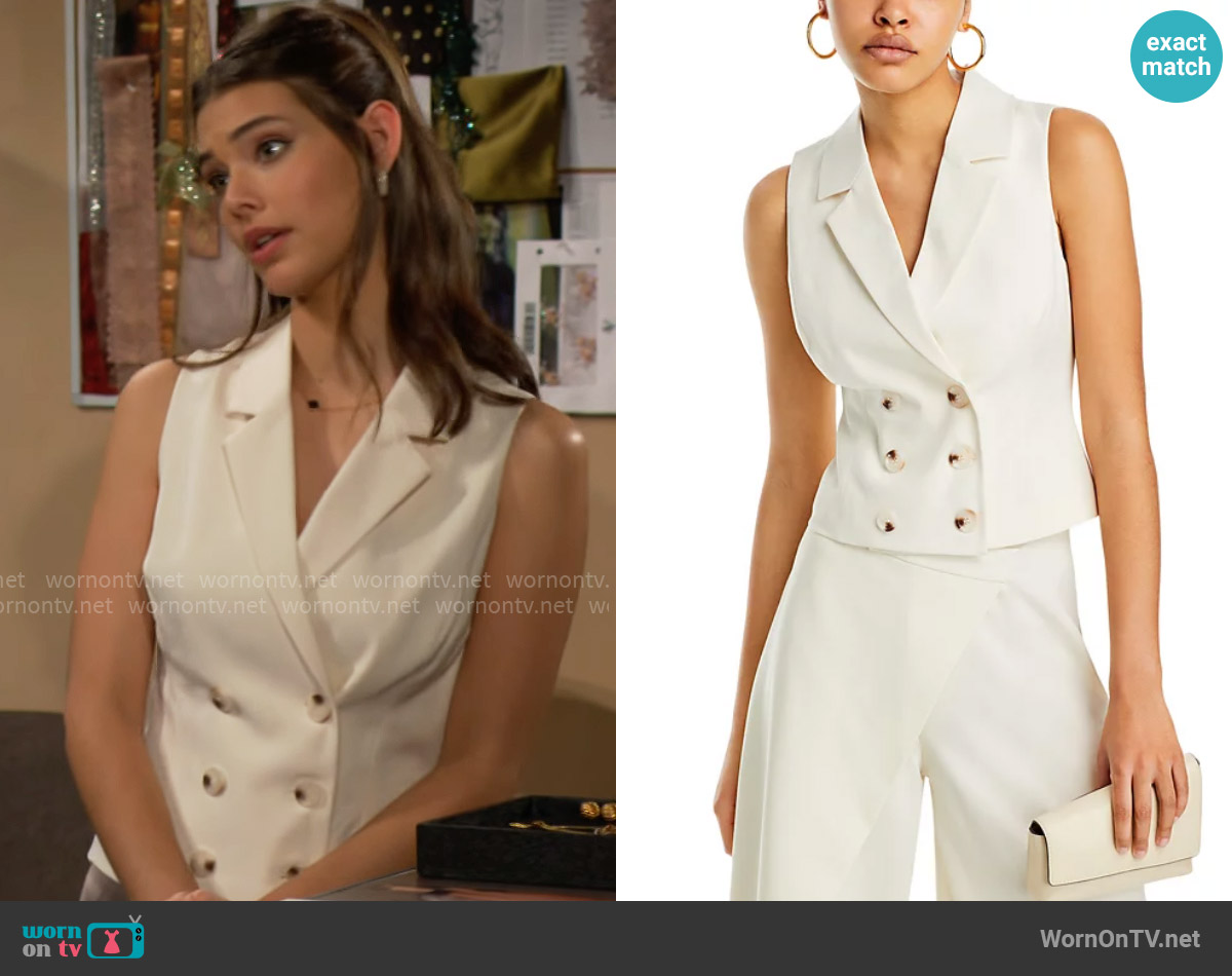 Aqua Double Breasted Vest worn by Electra Forrester (Laneya Grace) on The Bold and the Beautiful