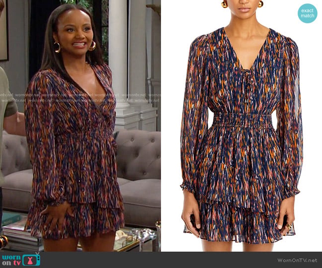 Aqua Smocked Waist Tiered Dress worn by Chanel Dupree (Raven Bowens) on Days of our Lives