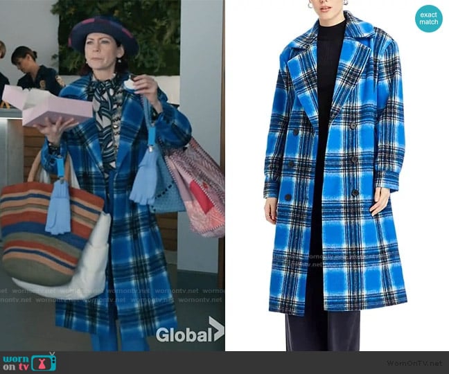 Aqua Plaid Duster Trench Coat worn by Elsbeth Tascioni (Carrie Preston) on Elsbeth