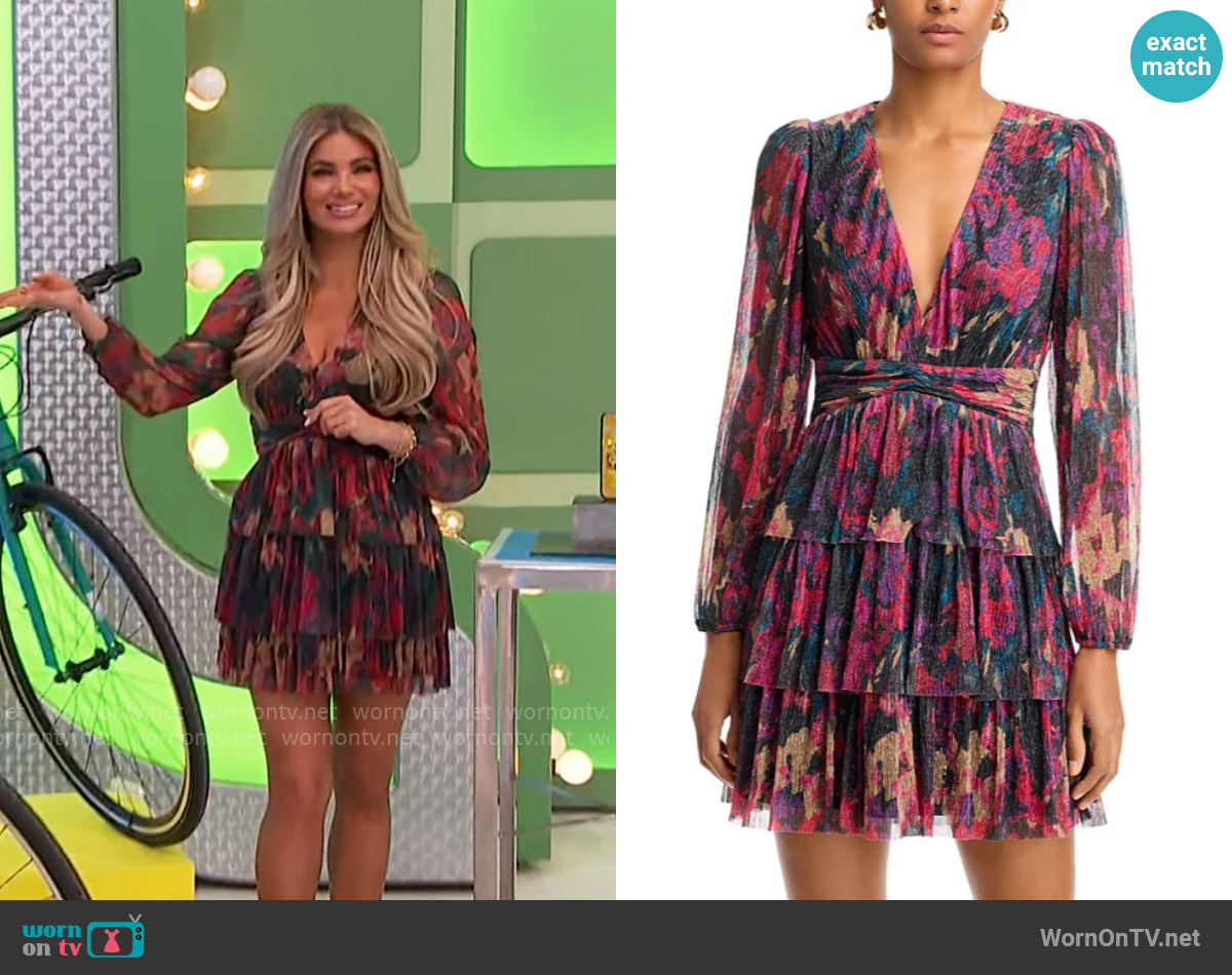 Aqua Tiered Mini Dress worn by Amber Lancaster on The Price is Right