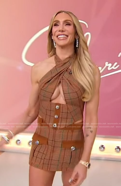 Charlotte Flair’s plaid halter top and skirt on Sherri