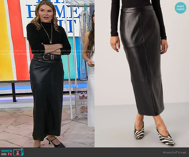 Rosetta Getty Collective Faux Leather Column Skirt worn by Jenna Bush Hager on Today
