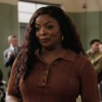 Ava’s brown ribbed polo top on Abbott Elementary