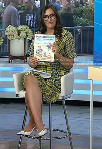 Savannah’s yellow plaid dress and white slingback pumps on Today