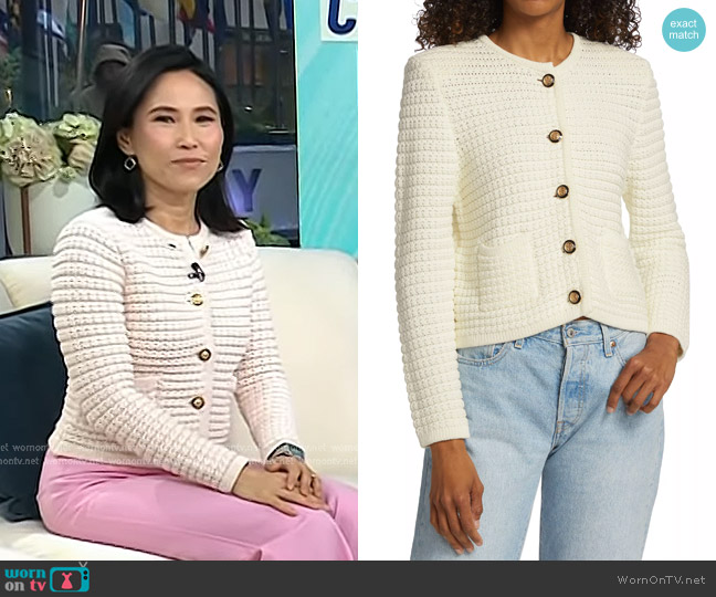 Rag & Bone Gaspard Cardigan in Ecru worn by Vicky Nguyen on Today