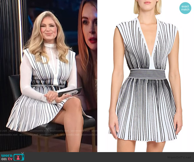 Balmain Striped knitted mini dress worn by Nikki Novak on E! News