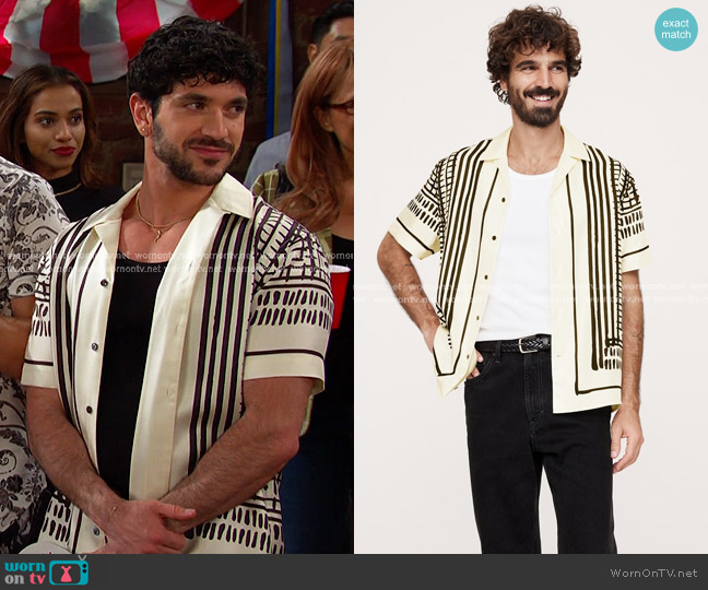Banana Republic Lyam Silk Resort Shirt worn by Javi Hernandez (Al Calderon) on Days of our Lives