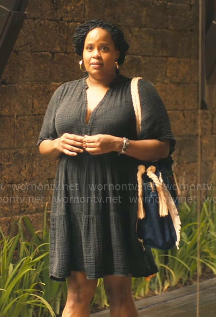 Belinda’s black cotton gauze dress on The White Lotus