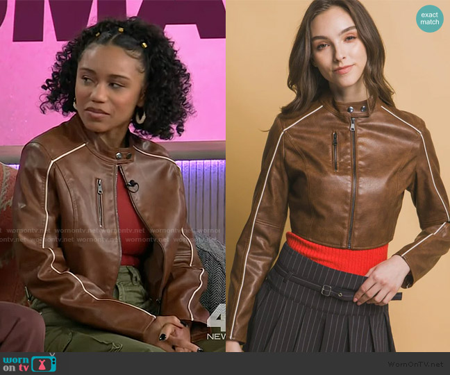 Bella Chica Faux Leather Zipper Moto Jacket worn by Cho on The Kelly Clarkson Show