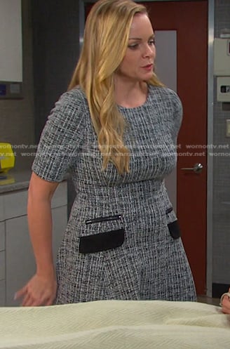 Belle’s black tweed a-line dress on Days of our Lives