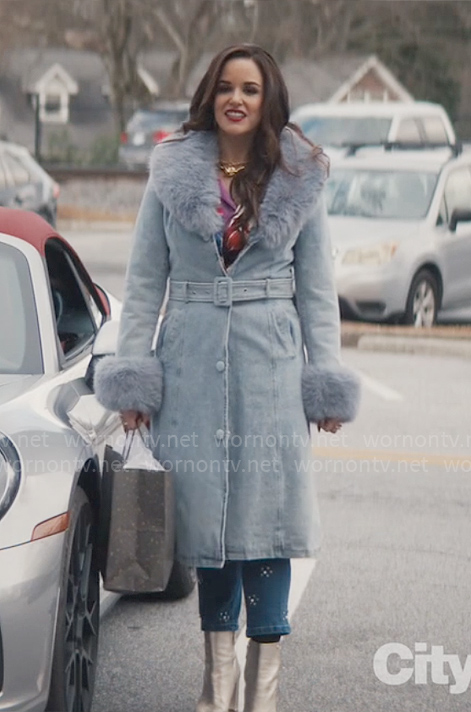 Birdie’s denim and fur coat on Grosse Pointe Garden Society
