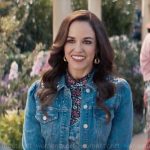 Birdie’s embellished denim jacket and floral overalls on Grosse Pointe Garden Society
