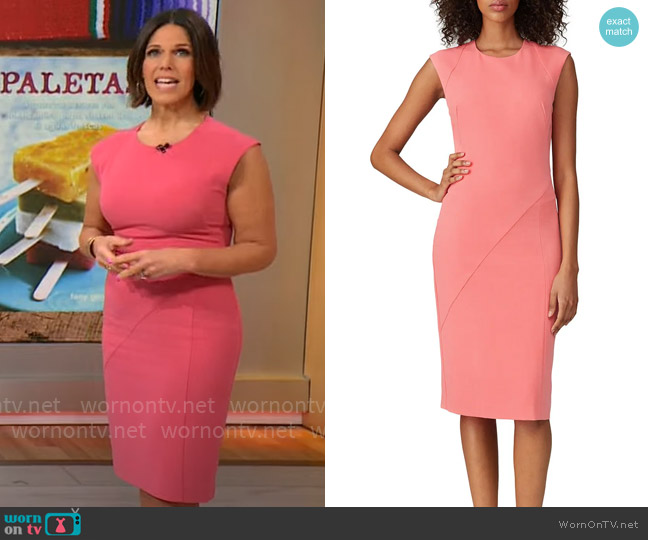Black Halo Samoa Sheath Dress worn by Dana Jacobson on CBS Mornings