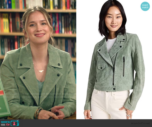 Blank NYC Suede Moto Jacket worn by Guinevere Beck (Elizabeth Lail) on You