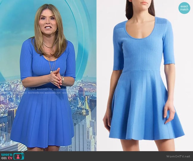 Boss Frankina Rib Sweater Dress in Cornflower worn by Jenna Bush Hager on Today