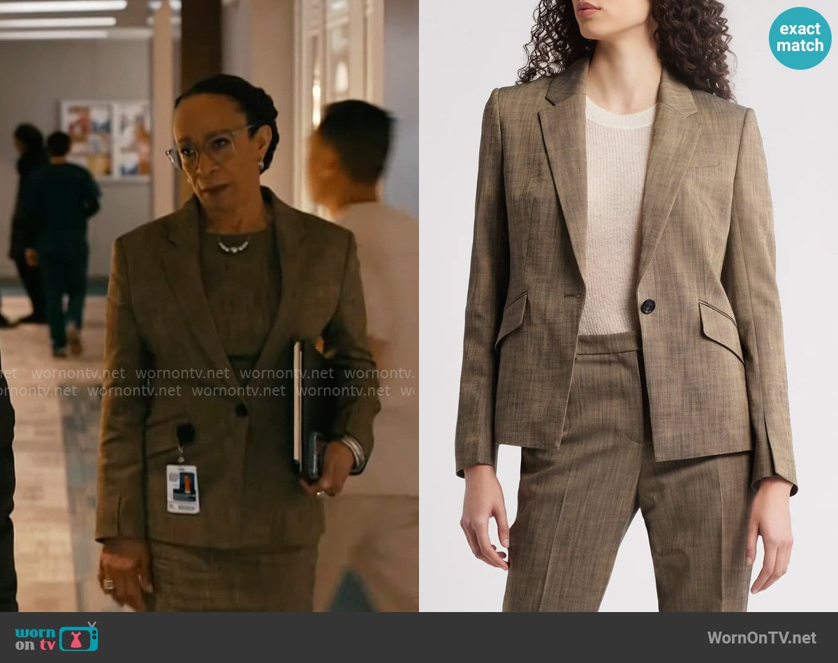 BOSS Jia Blazer in Teak Sharkskin worn by Sharon Goodwin (S. Epatha Merkerson) on Chicago Med