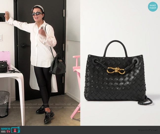 Bottega Veneta Andiamo small intrecciato leather tote worn by Kris Jenner (Kris Jenner) on The Kardashians