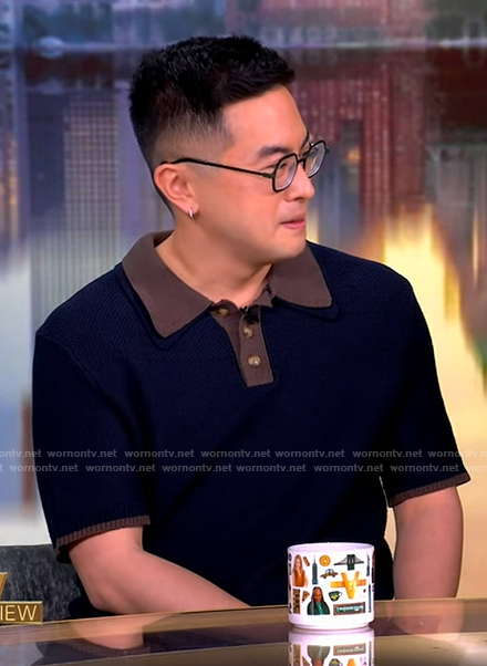 Bowen Yang’s contrast polo on The View