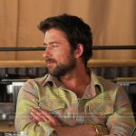 Brandon Sklenar’s plaid shirt on Access Hollywood