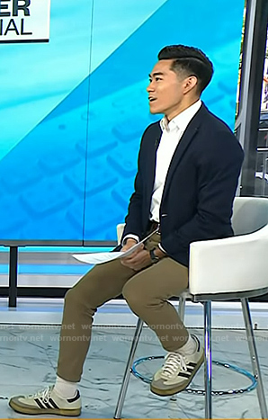 Brian Cheung’s white striped sneakers on Today