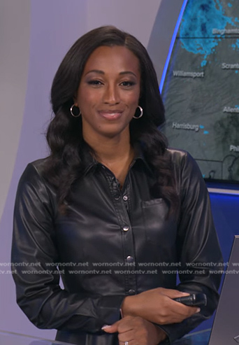 Brittany’s black leather shirtdress on Good Morning America