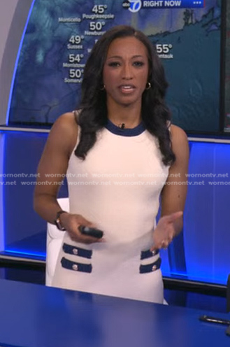 Brittany’s white contrast trim knit dress on Good Morning America