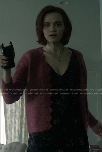 Bronte’s red scalloped cardigan on You