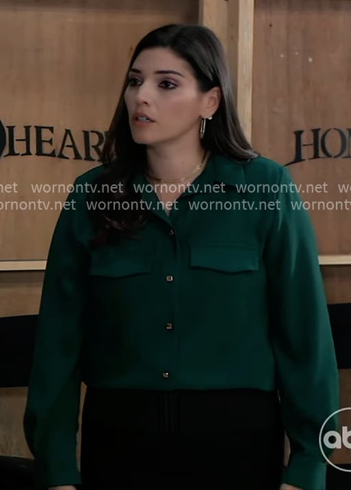 Brook Lynn’s green button down shirt on General Hospital