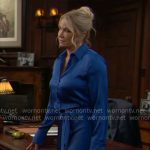 Brooke’s blue satin shirtdress on The Bold and the Beautiful