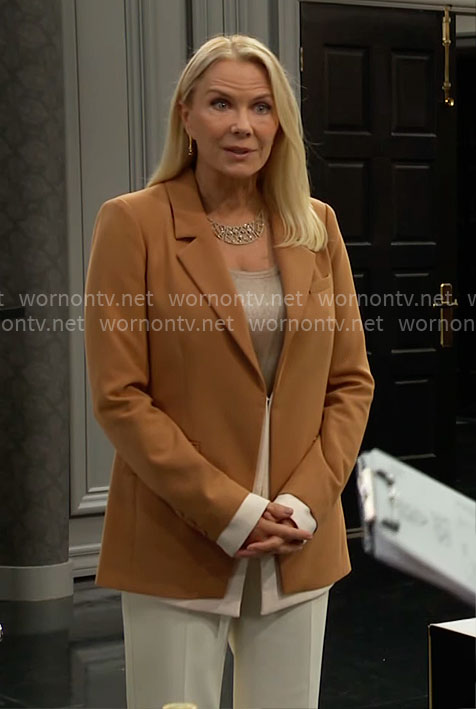 Brooke’s tan blazer on The Bold and the Beautiful