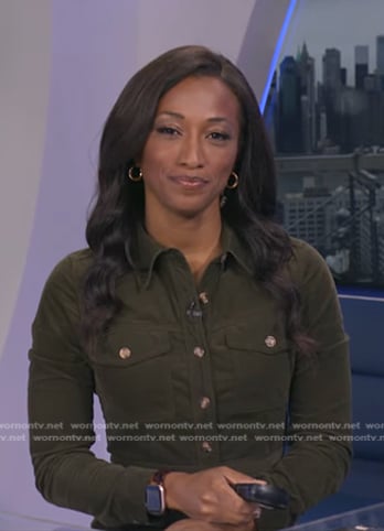Brittany’s green corduroy shirtdress on Good Morning America
