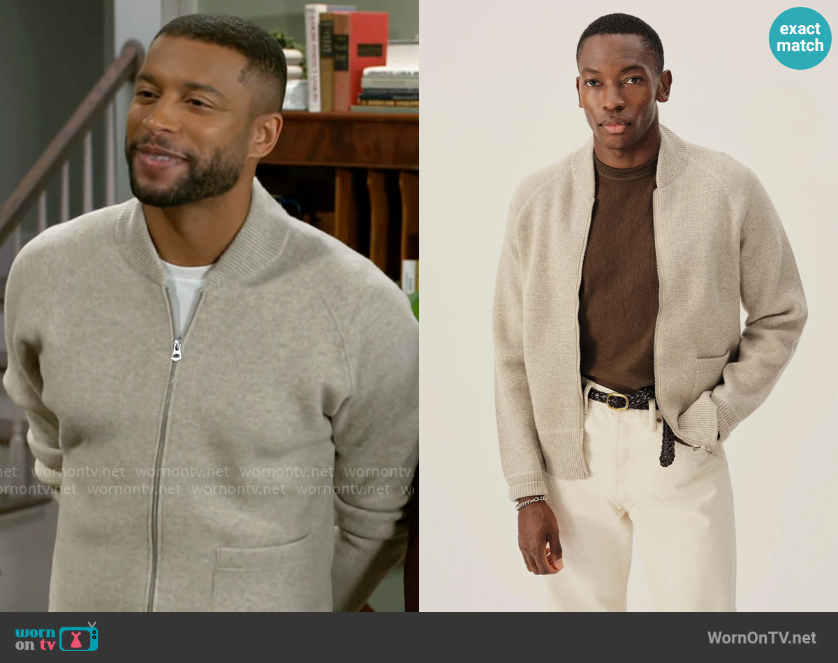 Buck Mason Heritage Wool Zip Cardigan worn by Martin Richardson (Brandon Claybon) on Beyond the Gates