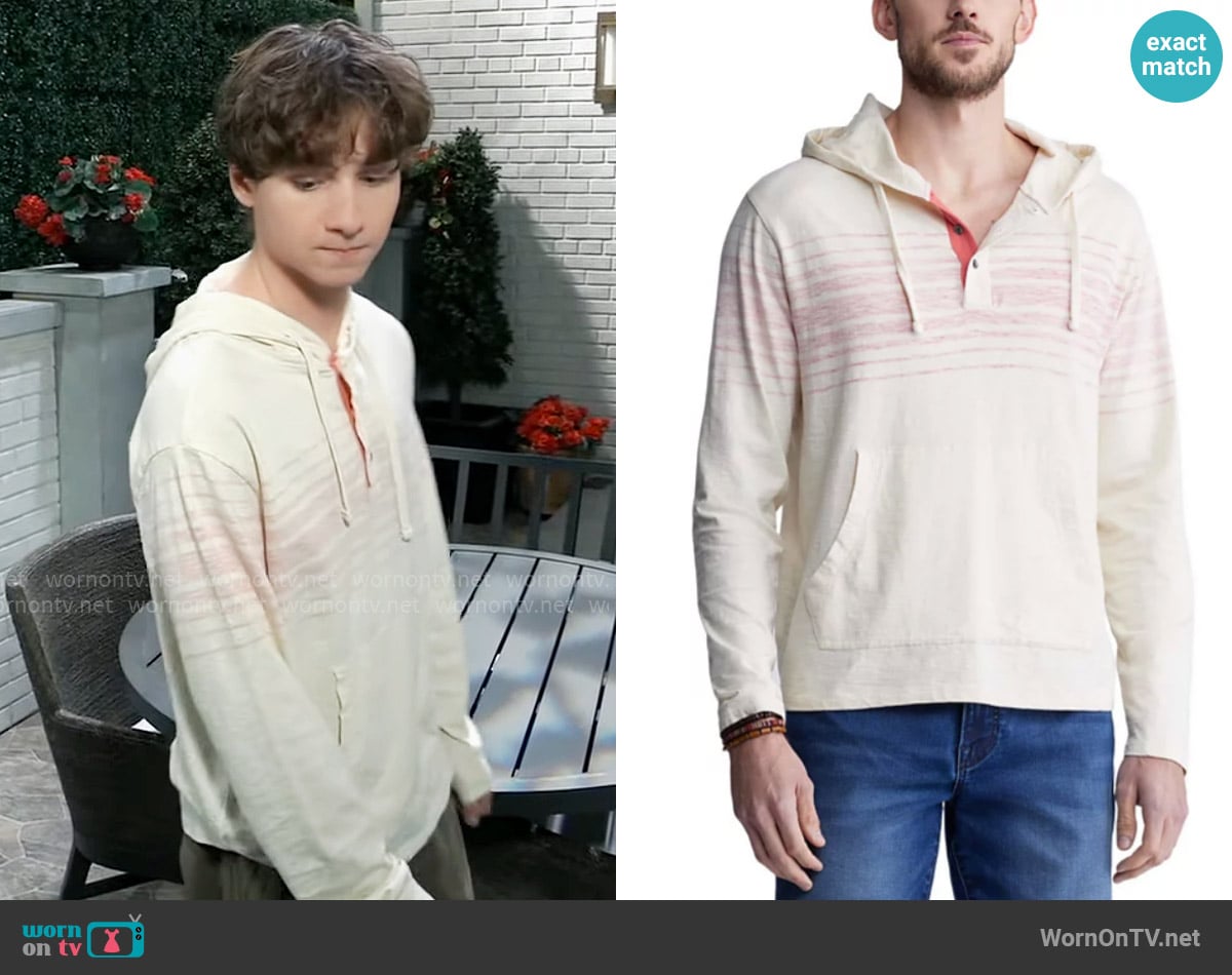 Buffalo David Bitton Kupid Striped Hoodie worn by Rocco Falconeri (Finn Francis Carr) on General Hospital