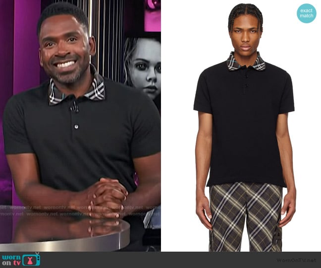 Burberry Black Cotton Polo worn by Justin Sylvester on E! News