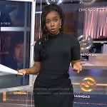 Zinhle’s black ribbed button detail dress on NBC News Daily