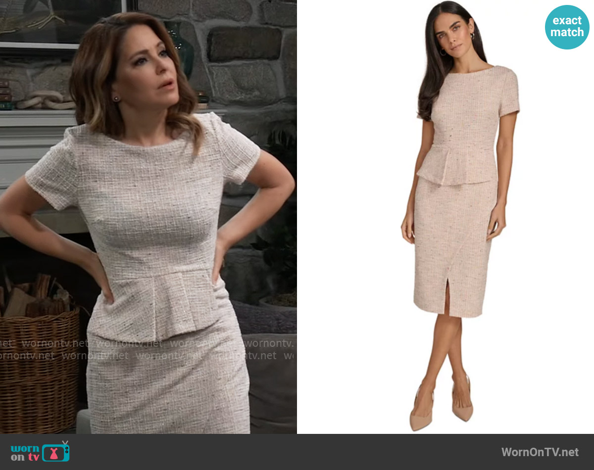 Calvin Klein Boat-Neck Short-Sleeve Sheath Dress worn by Olivia Falconeri (Lisa Lo Cicero) on General Hospital
