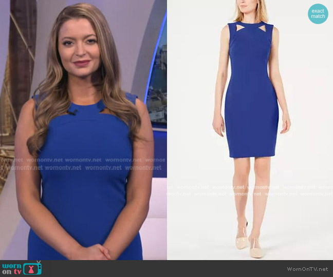 Calvin Klein Cutout-Collar Sheath Dress worn by Dani Beckstrom on Good Morning America