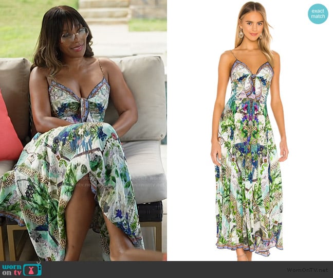 Camilla Tie Front Long Dress worn by Angela Oakley on The Real Housewives of Atlanta