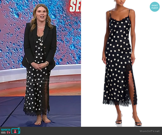 Cara Cara Granada Midi Dress in Spot Black Egret worn by Jenna Bush Hager on Today