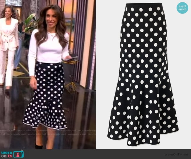 Carolina Herrera Polka-Dot Midi Trumpet Skirt worn by Alyssa Farah Griffin on The View